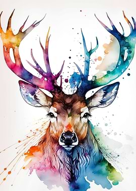 watercolour deer