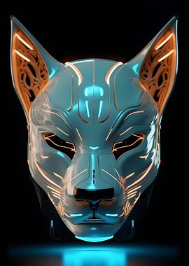 Cyberpunk Kitsune Fox Mask