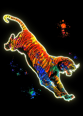 Neon Water color Tiger