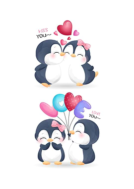 Cute penguin couple