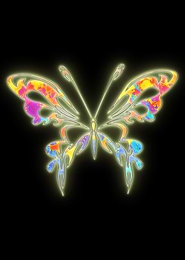 Neon water color butterfly