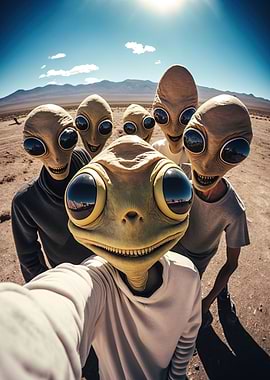 Cool Aliens Taking Selfie