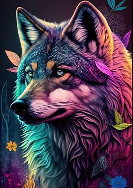 Colorful Wolf Animals