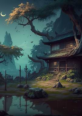 japanese night landscape