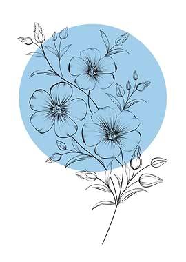 Linen Line Art Flower