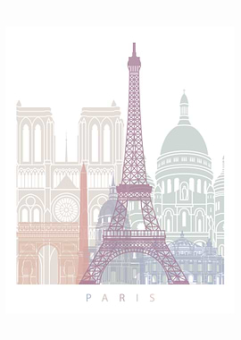Paris skyline pastel
