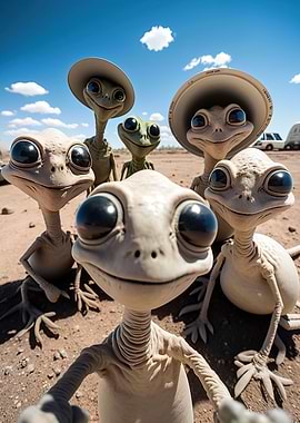 Cute Aliens Summer Selfie