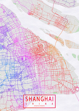 Shanghai City Map Colorful