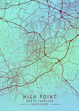 High Point USA City Map