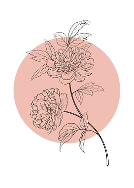 Peony Line Art Flower
