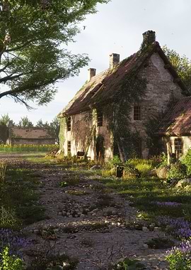 Small abandoned farmhouse