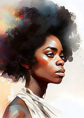 African Woman Watercolor