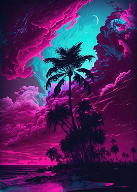 Purple beach landscape