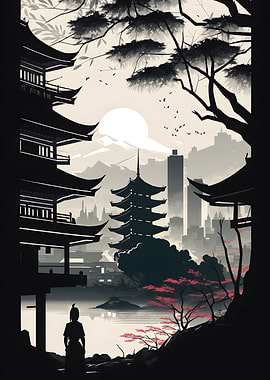 White Asian Cityscape