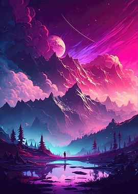 Purple mountains landscape