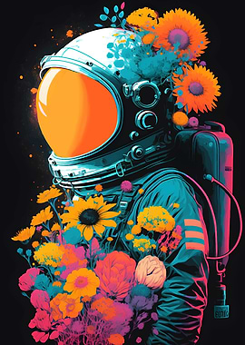 floral astronaut pop art