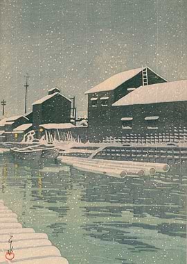 Kawase Hasui Snow at Kiba