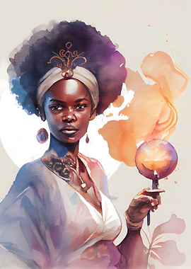 African Woman Watercolor