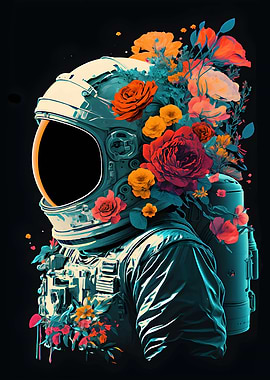vintage floral astronaut