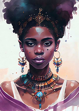 African Woman Watercolor