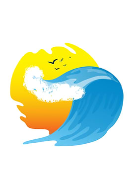 SEA WAVE ON THE SUNSET