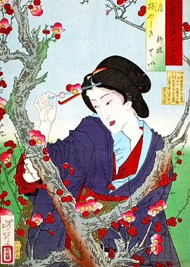 Japanese Woman a Plum Tree