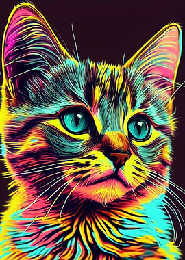 Colorful Cat Cute Feline