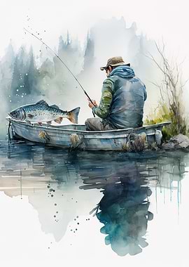 go fishing watercolor