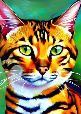 Bengal cat with green eyes