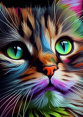 Colorful Cute Cat Animals