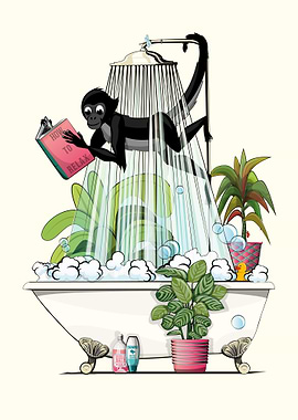 Spider Monkey in Bathtub