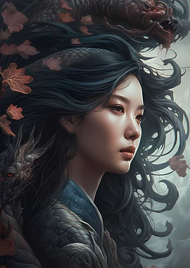 Japanese women and dragon