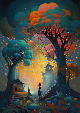 Graphic Art Colorful Trees