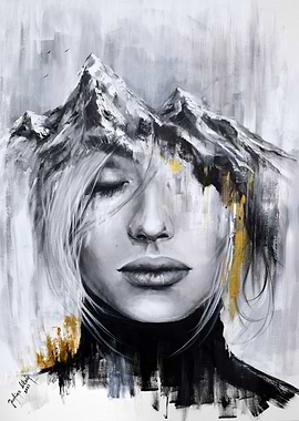 Mountain girl abstract art