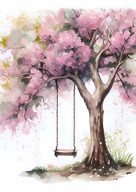 Swinging under Bloom Tree