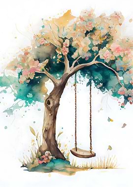 Swinging under Bloom Tree