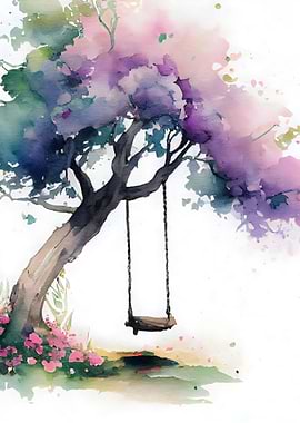 Swinging under Bloom Tree