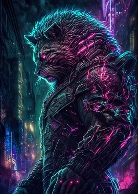 Lion Human Cyberpunk