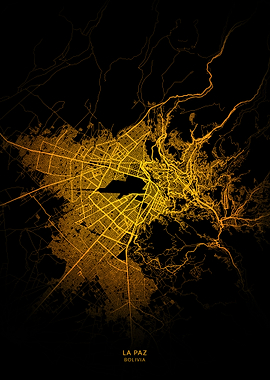La Paz City Map Gold