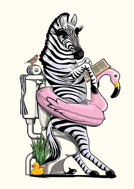 Zebra Using the Toilet