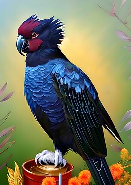 Black cockatoo sitting