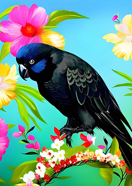 Black cockatoo sitting on