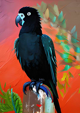 Black cockatoo and Leaves