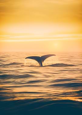 Whale tail in the sea