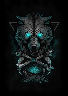 Wolf with Blue Eye