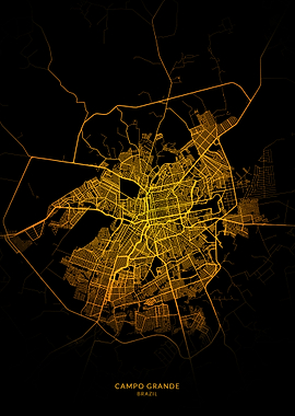 Campo Grande City Map Gold