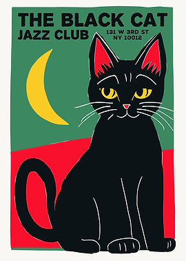 The Black Cat Jazz Club' Poster, picture, metal print, paint