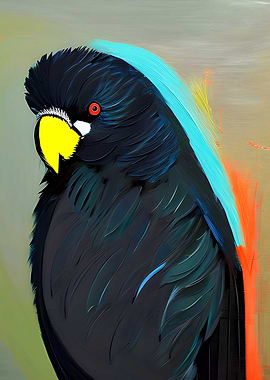 Black cockatoo with yellow