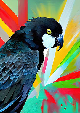 Black cockatoo on colorfur