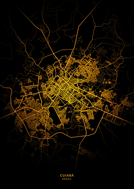 Cuiaba City Map Gold